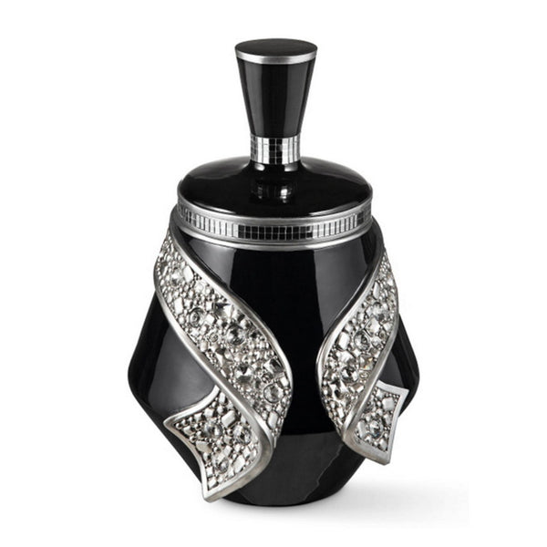 English Elm 14" Luxurious Polyresin Jewelry Box Stellaire — Black & Silver Bejeweled Bow Tassel Decorative Gift B072116366