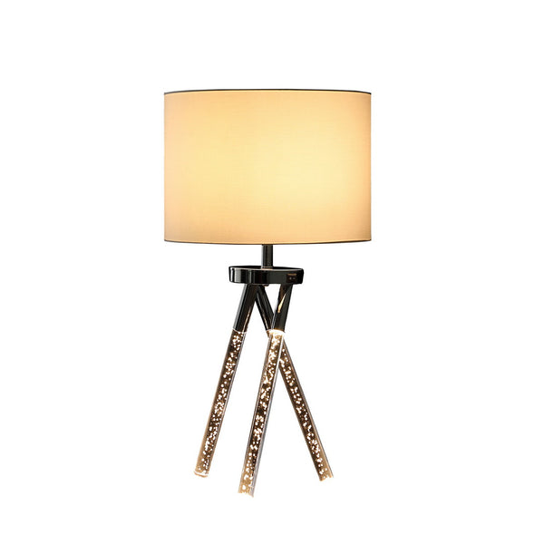 English Elm 26.25" Mid Century Birgit LED Table Lamp with Acrylic Bubble Legs, Silver Chrome Finish, 600Lm B072116678