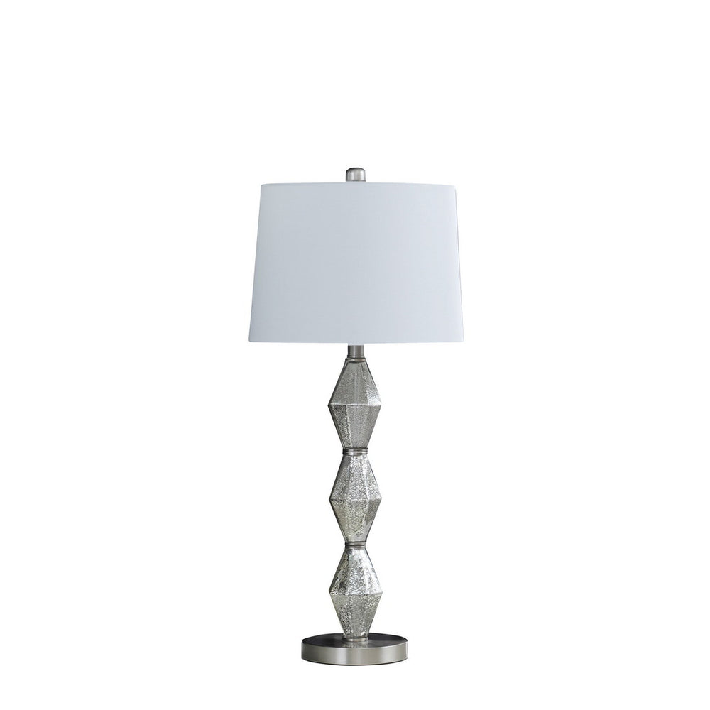 English Elm 29.5" Emil Moderne Geometric Glass Table Lamp In Brushed Silver – Elegant Lighting For Any Room B072116672