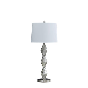 English Elm 29.5" Emil Moderne Geometric Glass Table Lamp In Brushed Silver – Elegant Lighting For Any Room B072116672