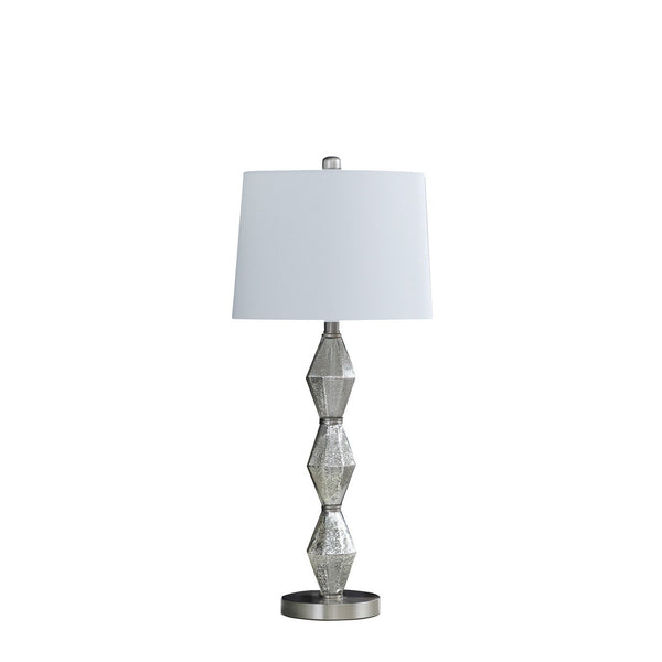 English Elm 29.5" Emil Moderne Geometric Glass Table Lamp In Brushed Silver – Elegant Lighting For Any Room B072116672