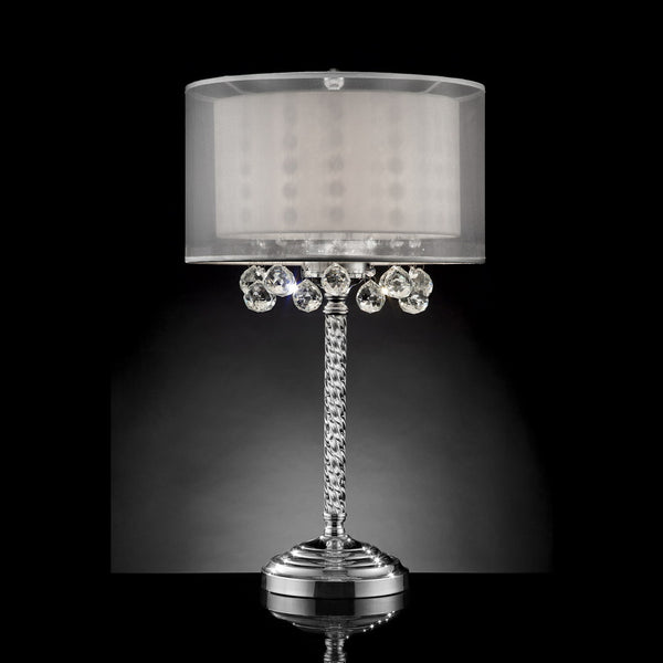 English Elm 30" Moiselle Table Lamp With Silver Chrome & Crystal Accents, Elegant Dual Drum Shade For Glamour B072116228