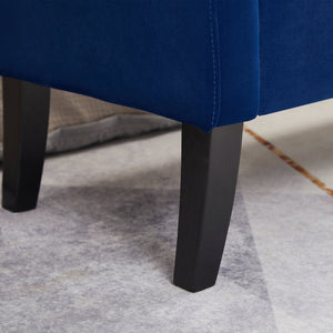 English Elm 51.5" Plush Velvet Bed Bench with Hidden Storage Chest, Upholstered Entryway Ottoman Seat Navy Blue W1097104004