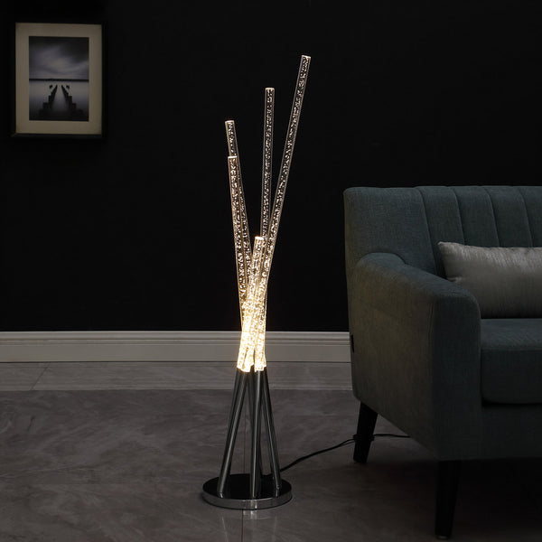 English Elm 48.75" Carina Modern 5-Arm Acrylic Bubble LED Floor Lamp Silver Chrome Metal, 800 Lumens, 3000K B072116681