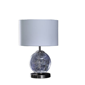 English Elm 20.5" Athena Glass LED Plasma Table Lamp, Mid-Century Silver Metal Base, White Drum Shade, UL Listed B072116586