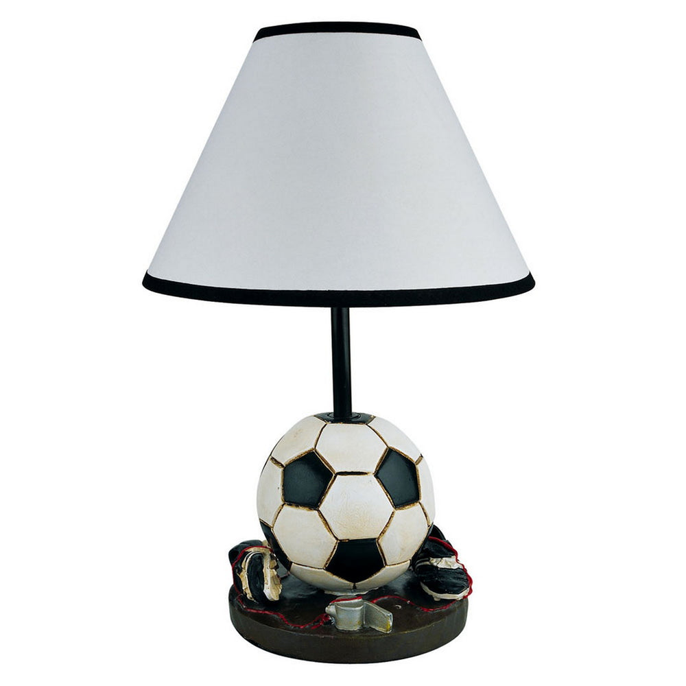 English Elm 15" Tall Soccer-Themed Accent Table Lamp For Kids - Playful Polyresin Design With Warm Glow B072116097