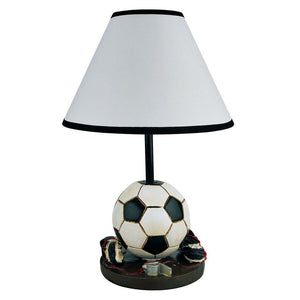 English Elm 15" Tall Soccer-Themed Accent Table Lamp For Kids - Playful Polyresin Design With Warm Glow B072116097