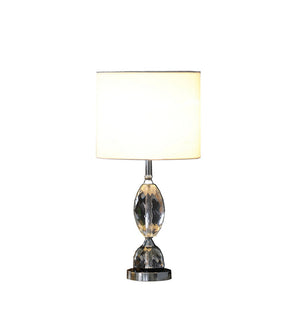 English Elm 23.75" Elegant Georgia Pear-Cut Crystal Table Lamp with Silver Chrome Base, Multicolor Prisms & White Shade B072116622
