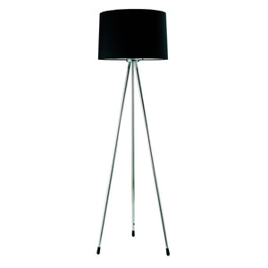 English Elm 59" Tall Metal Floor Lamp with Sleek Fabric Shade, Tripod Chrome Legs, Modern Ambient Lighting Design Black B072116087
