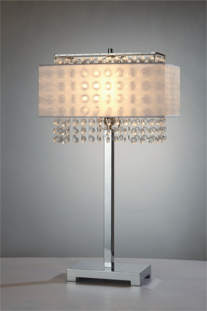 English Elm 28" Elegant Metal Table Lamp with Crystal Strand Inner Shade and White Linen Outer Shade, UL Listed Multicolor B072116151