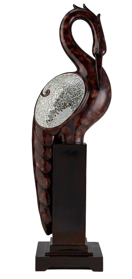 English Elm 26.5 Cherry Folius Floral Long Neck Crane Sculpture - 26.5" Polyresin Bird with Marbleized Wings B072116018