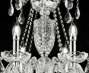 English Elm 37" Elegant Eilish Silver Crystal 8-LED Chandelier with Baroque Pendants, Chrome Frame, UL Listed B072116577