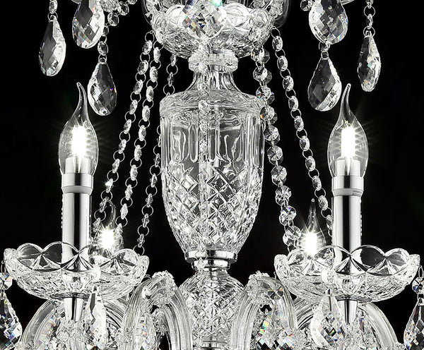 English Elm 37" Elegant Eilish Silver Crystal 8-LED Chandelier with Baroque Pendants, Chrome Frame, UL Listed B072116577