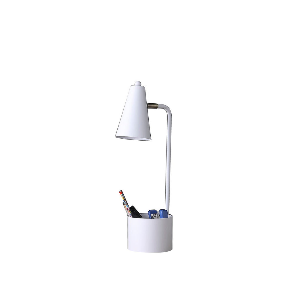 English Elm 19.5" Modern White Metal Desk Lamp With Organizer Tray - Ideal For Students & Home Offices B072116618