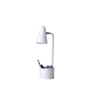 English Elm 19.5" Modern White Metal Desk Lamp With Organizer Tray - Ideal For Students & Home Offices B072116618