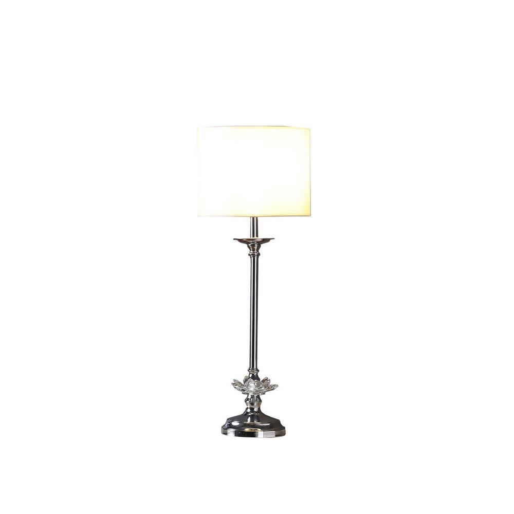 English Elm 25.5" Elegant Crystal Floral Chrome Table Lamp with White Linen Drum Shade, UL Listed, 25.5" H B072116635
