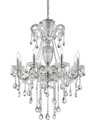 English Elm 37" Elegant Eilish Silver Crystal 8-LED Chandelier with Baroque Pendants, Chrome Frame, UL Listed B072116577