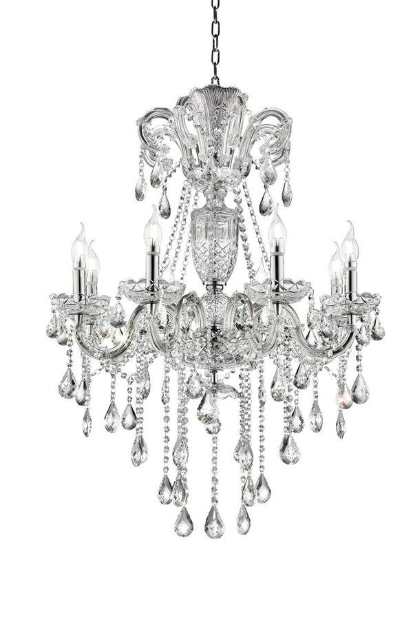 English Elm 37" Elegant Eilish Silver Crystal 8-LED Chandelier with Baroque Pendants, Chrome Frame, UL Listed B072116577