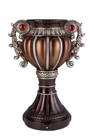 English Elm 17.5" Urn Shaped Bronze Vase with Silver Handles and Jeweled Accent for Mantel Display B072115839
