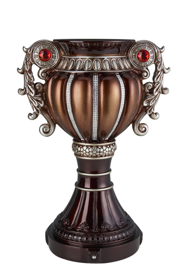 English Elm 17.5" Urn Shaped Bronze Vase with Silver Handles and Jeweled Accent for Mantel Display B072115839