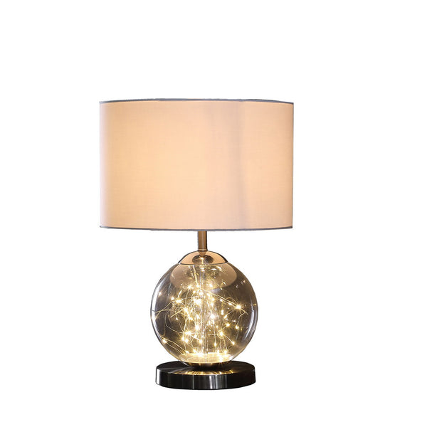 English Elm 20.5" Athena Glass LED Plasma Table Lamp, Mid-Century Silver Metal Base, White Drum Shade, UL Listed B072116586