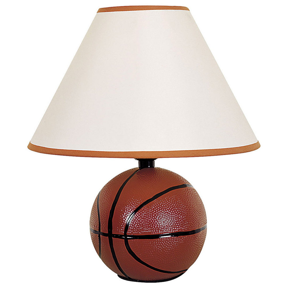 English Elm 12" Tall Basketball Shaped Ceramic Table Lamp With Linen Shade - Sporty Décor For Any Room B072116100