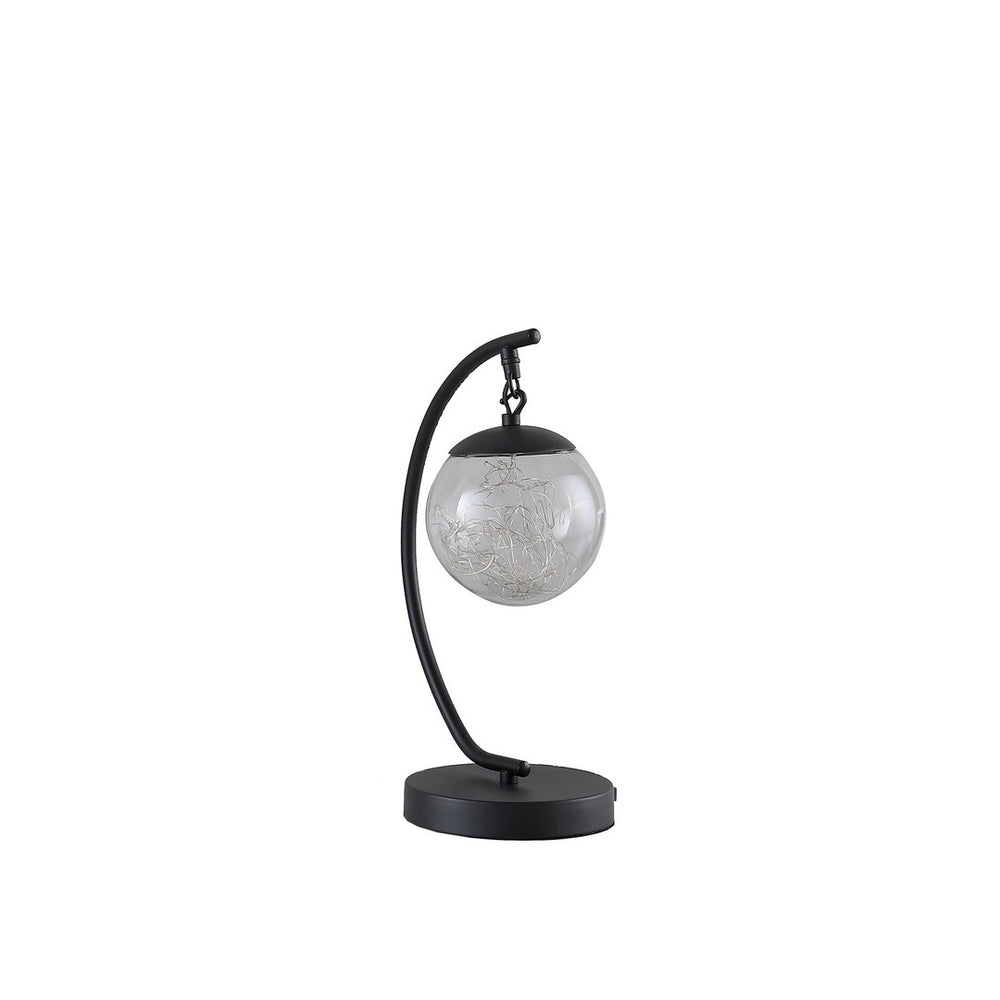 English Elm 14" Matte Black Pendulum LED Glass Orb Table Lamp with USB Port, Integrated 3.5W LEDs, UL Listed B072116654