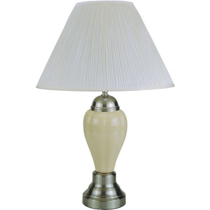 English Elm 27" Tall Ceramic Table Lamp - Elegant Urn Design With Silver/Ivory Finish & Soft Linen Shade B072116116