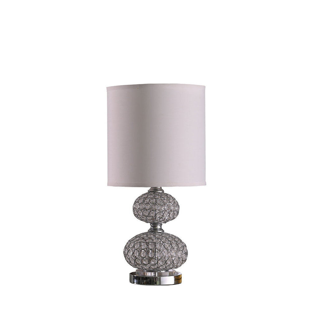 English Elm 24" Mod Crystal-inspired Retro Table Lamp Silver Chrome Metal Acrylic Beads Drum Shade, UL Listed, LED Compatible B072116329