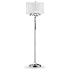English Elm 62.5" Moiselle Floor Lamp with Silver Crystal Accents, 62.5" Tall Elegant Metal Base & Shade B072116226