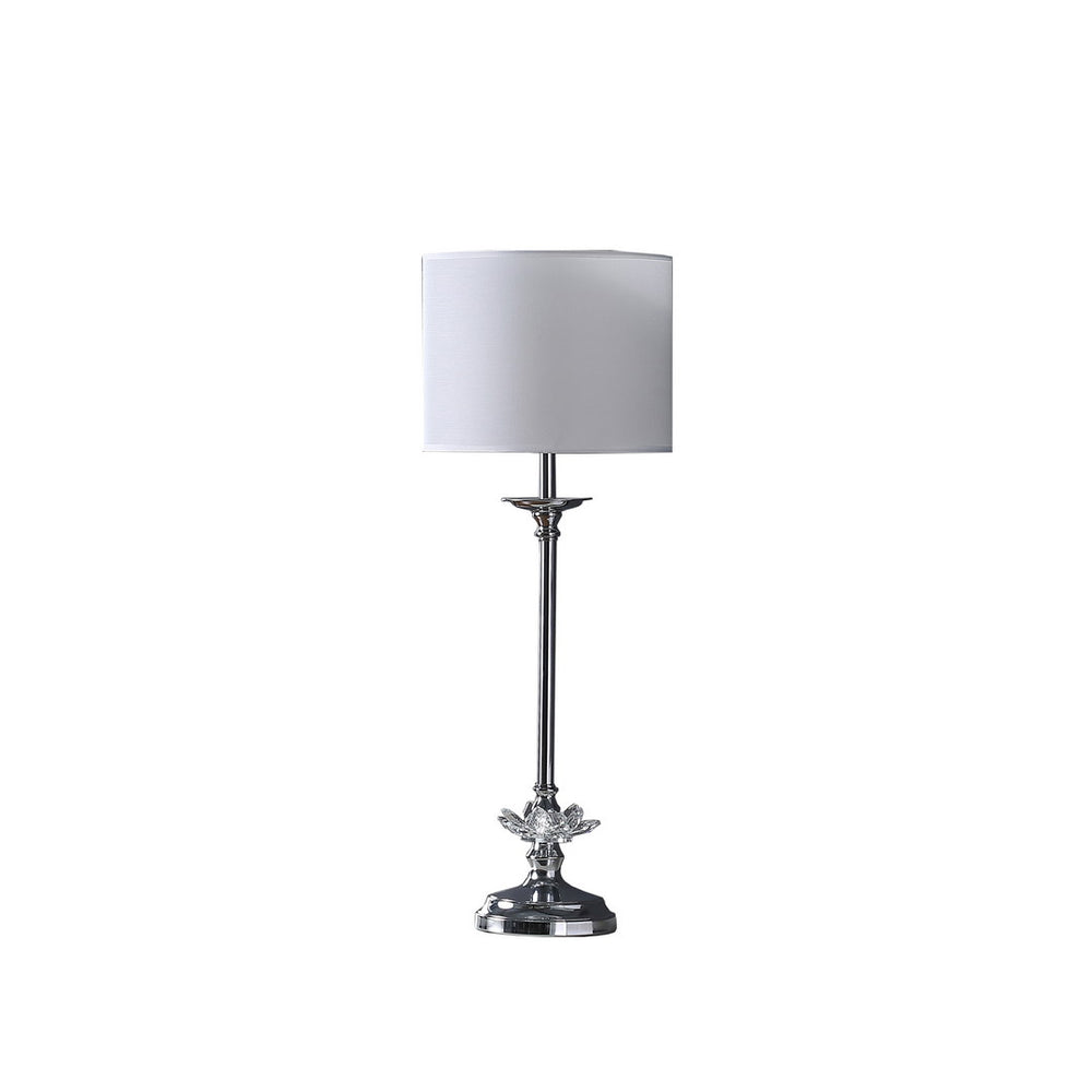English Elm 25.5" Elegant Crystal Floral Chrome Table Lamp with White Linen Drum Shade, UL Listed, 25.5" H B072116635