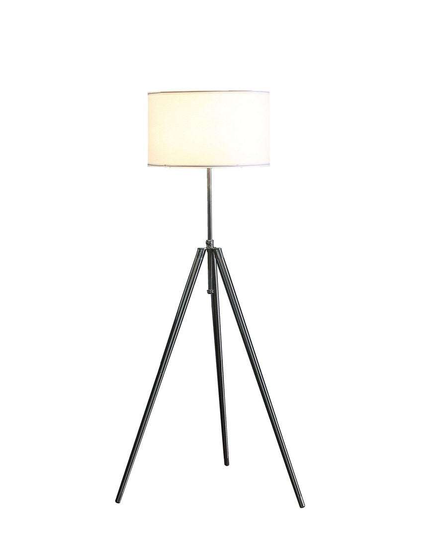 English Elm 64" Mid-Century Adjustable Tripod Floor Lamp in Brushed Silver Chrome with White Drum Shade, UL Listed B072116640