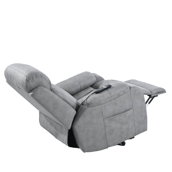 English Elm Electric Power Lift Recliner Chair with Remote Control, Soft Fabric, Padded Arms, 330lb Capacity, Light Gray W1028111169
