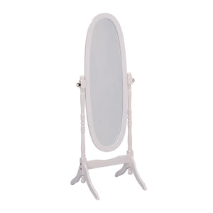 English Elm 59.25" Tall Standing Wooden Floor Mirror with Elegant Oval Cheval Frame, Adjustable Tilt and Classic Finish White B072115937