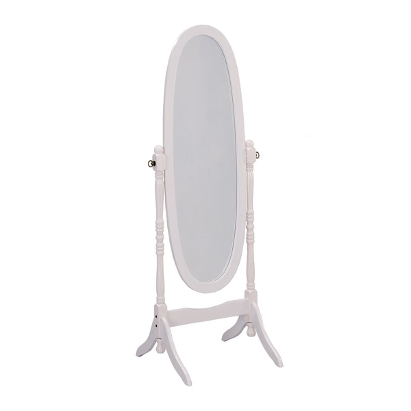 English Elm 59.25" Tall Standing Wooden Floor Mirror with Elegant Oval Cheval Frame, Adjustable Tilt and Classic Finish White B072115937