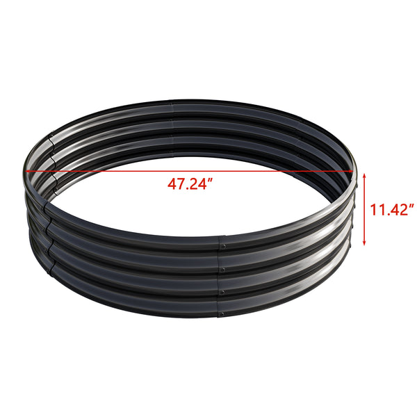 English Elm 47.24*11.4" Tall Round Raised Garden Bed Planter Box 110Gal Metal Raised Planter for Herbs Flowers Black W840116764