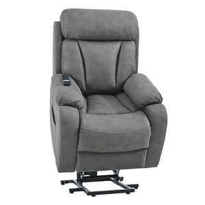 English Elm Lift Chair Recliner Plush Cashmere Fabric Power Lift with Remote, Padded Backseat, 330lb Capacity, Infinite Recline Dark Gray W1028S00032
