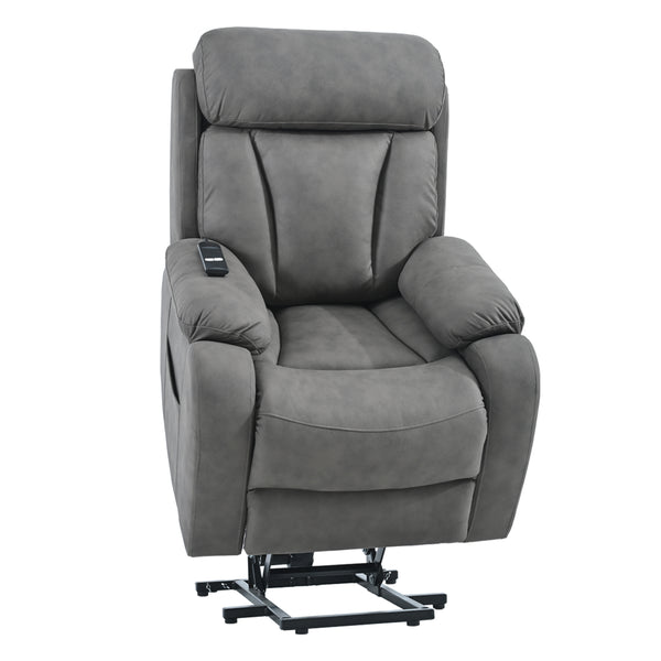 English Elm Lift Chair Recliner Plush Cashmere Fabric Power Lift with Remote, Padded Backseat, 330lb Capacity, Infinite Recline Dark Gray W1028S00032