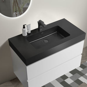 English Elm Alice 36" Modern Wall-Mounted Bathroom Vanity With Black Sink, Large Storage, Pre-Assembled Design W1865S00024