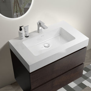 English Elm Alice 30" Floating Bathroom Vanity With Seamless White Sink, Eco-Friendly Storage & Soft-Close Drawers W1865S00017