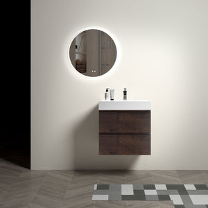 English Elm Alice 24" Floating Bathroom Vanity With Large Storage & Glossy White Sink - Modern Eco-Friendly Design W1865S00016