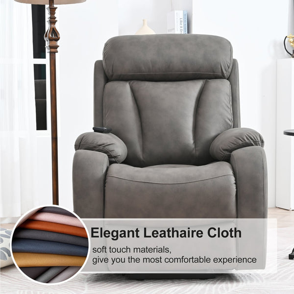 English Elm Lift Chair Recliner Plush Cashmere Fabric Power Lift with Remote, Padded Backseat, 330lb Capacity, Infinite Recline Dark Gray W1028S00032