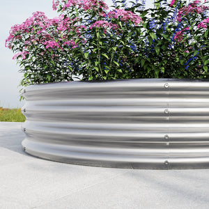 English Elm 2PCS Tall Round Raised Garden Bed Planters for Vegetables & Flowers Durable Metal Outdoor Planter Box Silver W840P321522