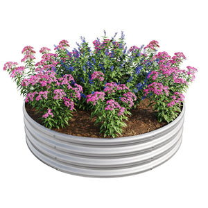 English Elm 47.24*11.4" Tall Round Raised Garden Bed Planter Box 110Gal Metal Raised Planter for Herbs Flowers Silver W840116763