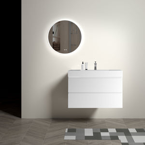 English Elm Alice 36" White Floating Bathroom Vanity With Large Storage, Pre-Assembled Modern Design & Sink W1865S00003