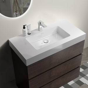 English Elm Alice 36" Walnut Bathroom Vanity With Large Storage, Modern Design, Soft-Close Drawers & Pre-Assembled W1865S00021