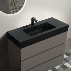 English Elm Alice 36" Gray Bathroom Vanity With Black Sink Basin, Stylish Storage Solution For Modern Spaces W1865S00030