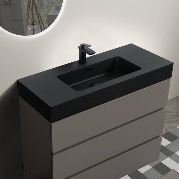 English Elm Alice 36" Gray Bathroom Vanity With Black Sink Basin, Stylish Storage Solution For Modern Spaces W1865S00030