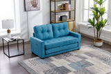 English Elm 59.4" Loveseat Sofa With Pull-Out Bed Modern Upholstered Couch With Side Pocket For Living Room Office, Blue