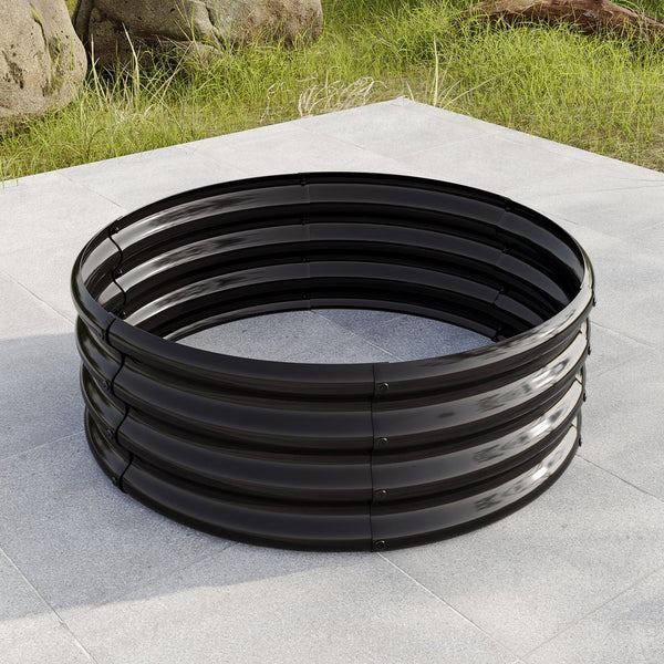 English Elm 32.08"*11.4" Galvanized Metal Raised Garden Bed Planter Box for Vegetables Flowers Herbs Durable Weatherproof Black W840116762